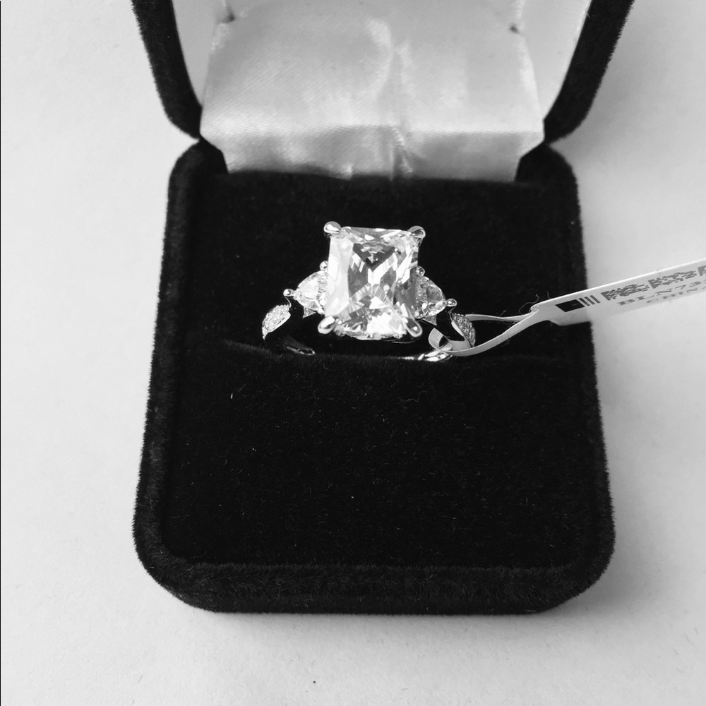 JTV Rhodium over ss/cz ring size 8